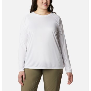 Columbia PFG Tidal II Long Sleeve Plus Size, Sudaderas Blancos Grises Para Mujer | 597028-RDI